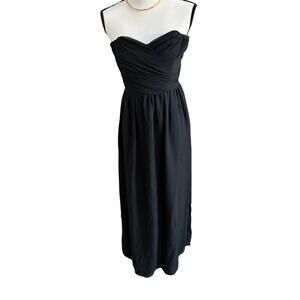 Elise Bergman 100% Silk Strapless Floor-Length Gown Black Chiffon Size Small